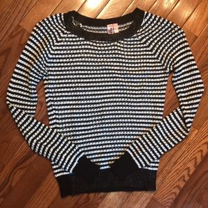 Black and white striped knitted sweater
